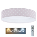 LED prigušiva dečije stropno svetlo SMART GALAXY KIDS LED/24W/230V 3000-6500K zvezdice ružičasta/bela + daljinski upravljač