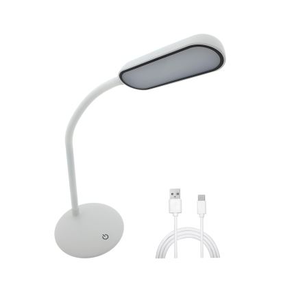 LED Prigušiva dodirna fleksibilna stona lampa LED/6W/5V USB 1200 mAh bela