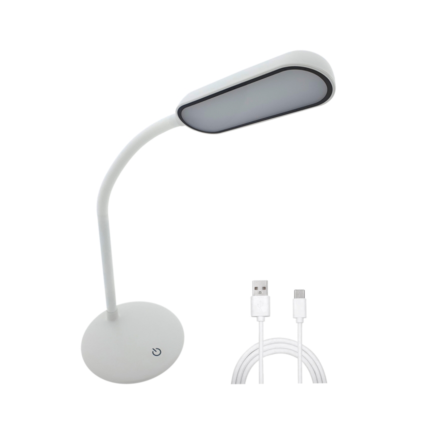 LED Prigušiva dodirna fleksibilna stona lampa LED/6W/5V USB 1200 mAh bela