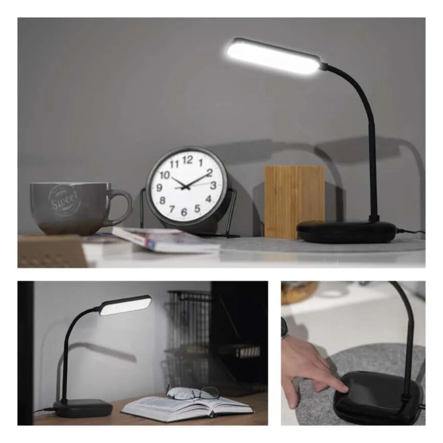 LED Prigušiva fleksibilna stona lampa LED/12W/230V 3000K/4000K/6500K crno