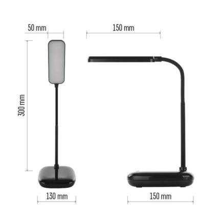 LED Prigušiva fleksibilna stona lampa LED/12W/230V 3000K/4000K/6500K crno