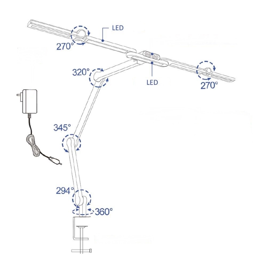LED Prigušiva dodirna fleksibilna stona lampa POINTIQ LED/24W/230V 3000-6500K CRI 92 crno