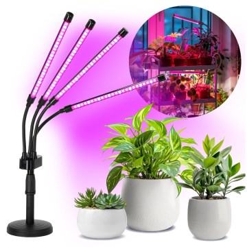 LED Prigušiva fleksibilna stona lampa za uzgoj biljaka VITARO 4xLED/10W/230V crno