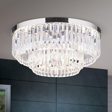 LED prigušiva kristalna plafonska lampa PRISM LED/80W/230V fi 55 cm sjajni hrom