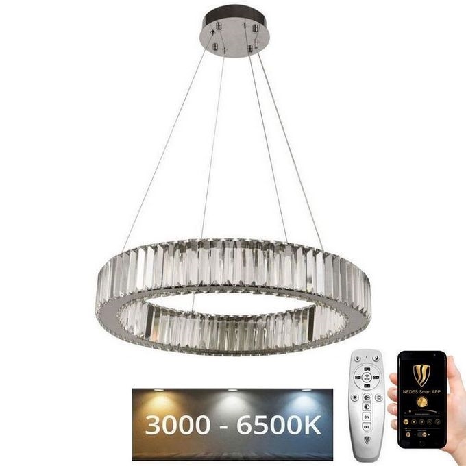 LED prigušiva kristalni luster na sajli LED/40W/230V 3000-6500K sjajni hrom + daljinski upravljač