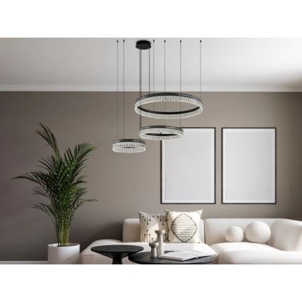LED prigušiva kristalni luster na sajli THALIA LED/120W/230V 3000-6000K + daljinski upravljač