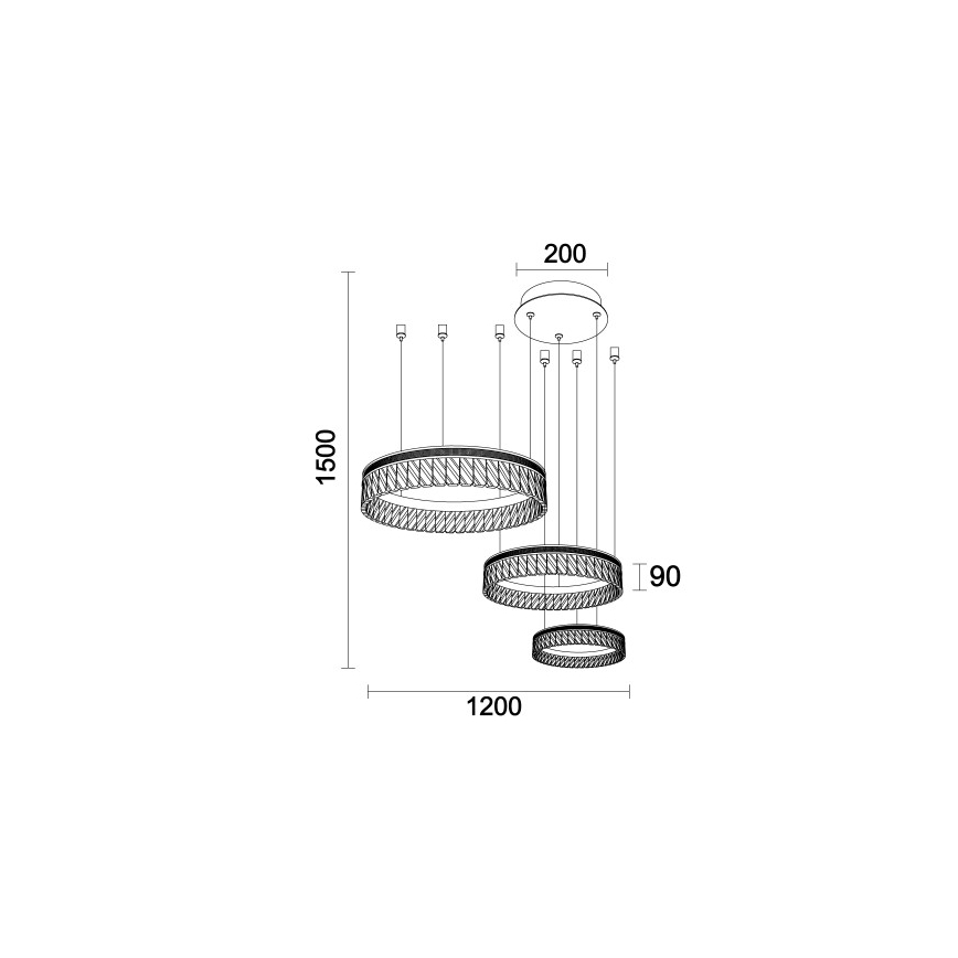 LED prigušiva kristalni luster na sajli THALIA LED/120W/230V 3000-6000K + daljinski upravljač