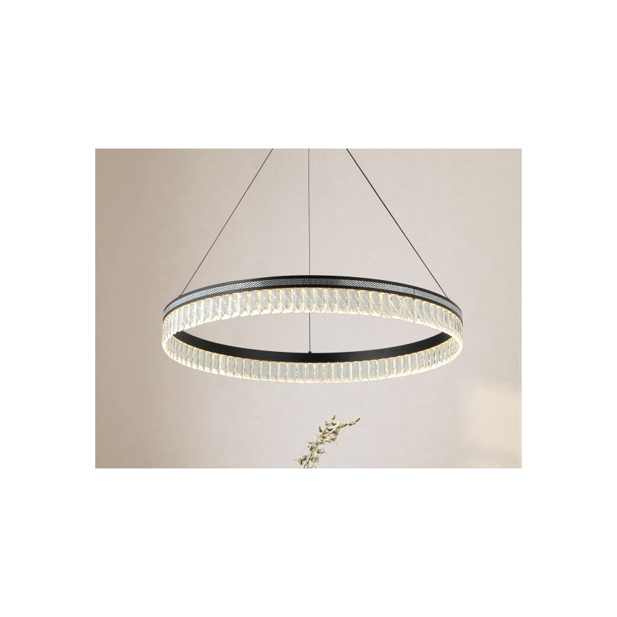 LED prigušiva kristalni luster na sajli THALIA LED/55W/230V 3000-6000K prečnik 80 cm + daljinski upravljač