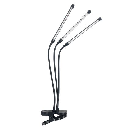 LED prigušiva fleksibilna stona lampa sa klipom za gajenje biljaka VITARO 3xLED/10W/230V crna