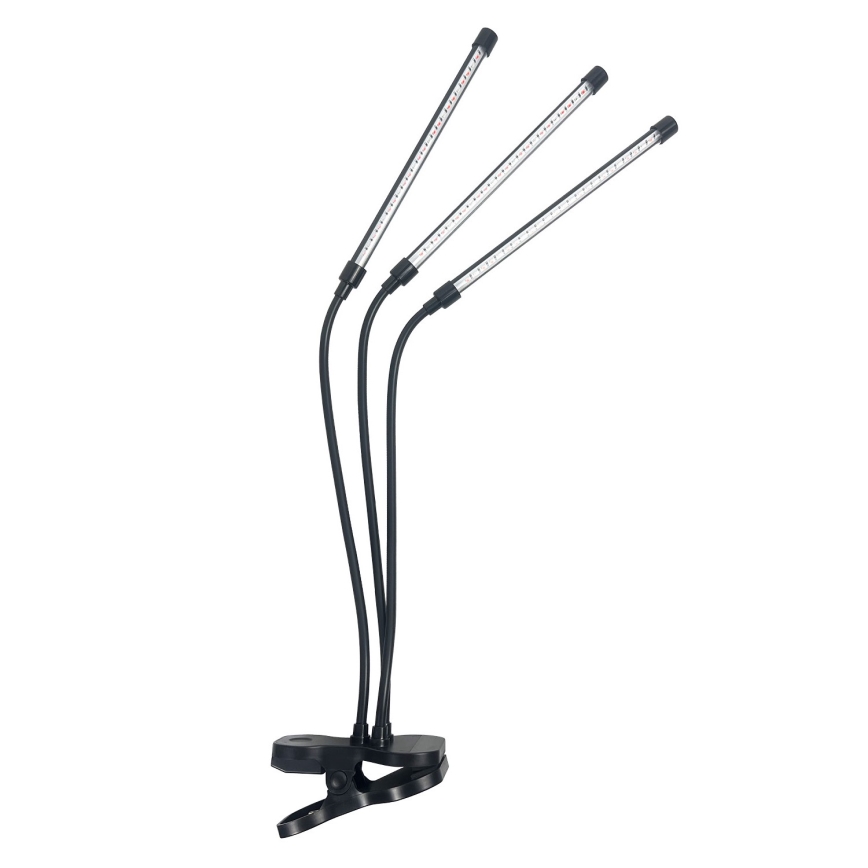 LED prigušiva fleksibilna stona lampa sa klipom za gajenje biljaka VITARO 3xLED/10W/230V crna