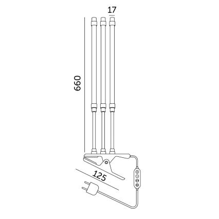 LED prigušiva fleksibilna stona lampa sa klipom za gajenje biljaka VITARO 3xLED/10W/230V crna