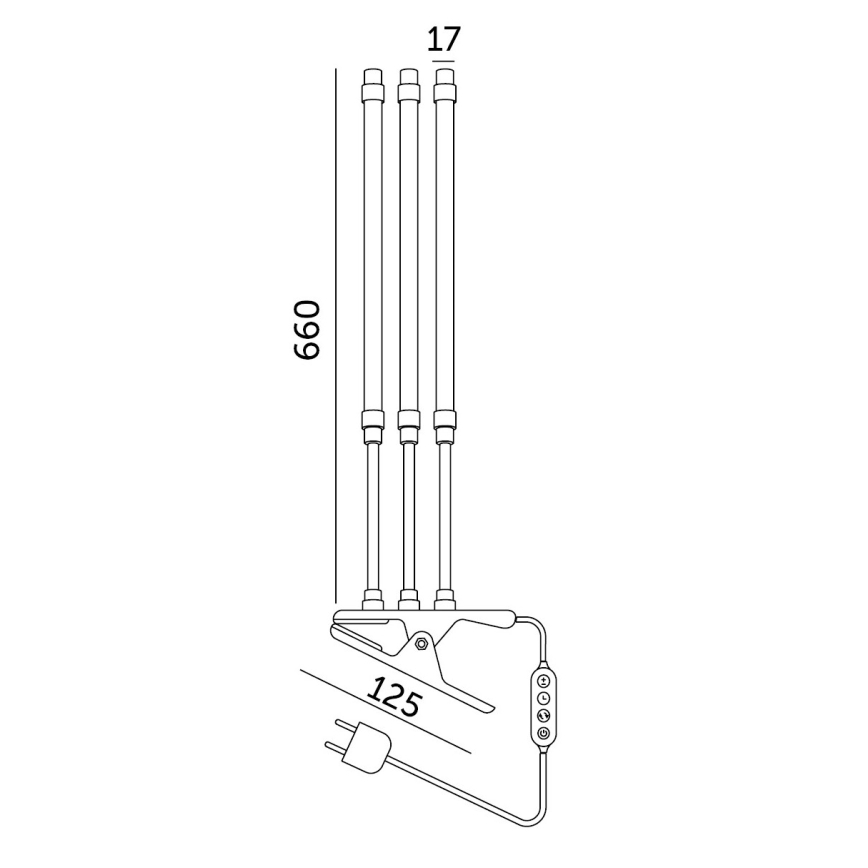 LED prigušiva fleksibilna stona lampa sa klipom za gajenje biljaka VITARO 3xLED/10W/230V crna