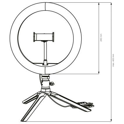 LED Prigušiva lampa sa stalkom i držačem za vlogovanje LED/10W/5V 2700-6500K