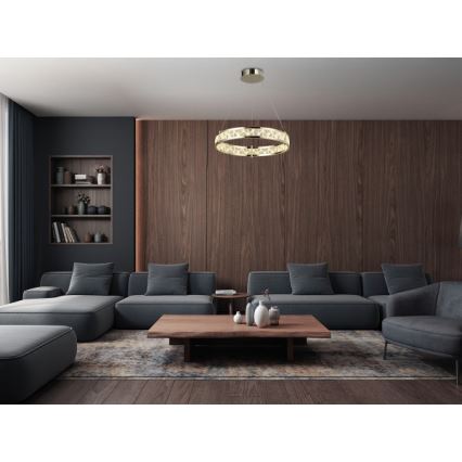LED prigušiva kristalni luster na sajli ENRIQUE LED/40W//230V 3000-6000K prečnika 60 cm + daljinski upravljač
