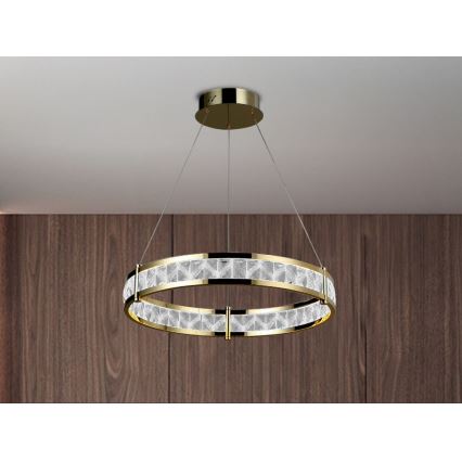 LED prigušiva kristalni luster na sajli ENRIQUE LED/40W//230V 3000-6000K prečnika 60 cm + daljinski upravljač