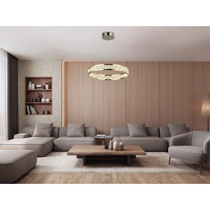 LED prigušiva kristalni luster na sajli ENRIQUE LED/55W//230V 3000-6000K prečnik 80 cm + daljinski upravljač