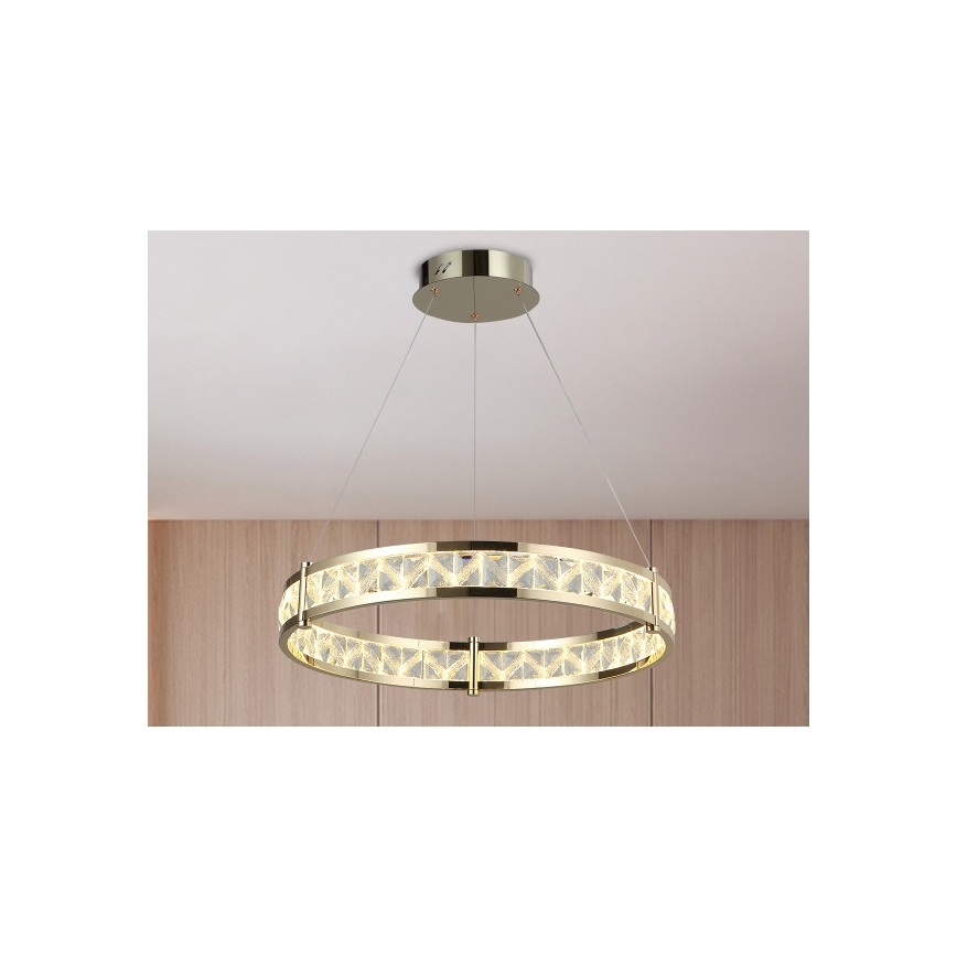 LED prigušiva kristalni luster na sajli ENRIQUE LED/55W//230V 3000-6000K prečnik 80 cm + daljinski upravljač
