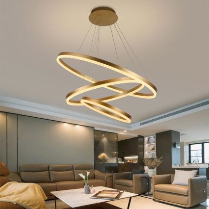 LED luster na lanku, prigušiva, LED/125W/230V 3000-6500K prečnik 80 cm + daljinski upravljač