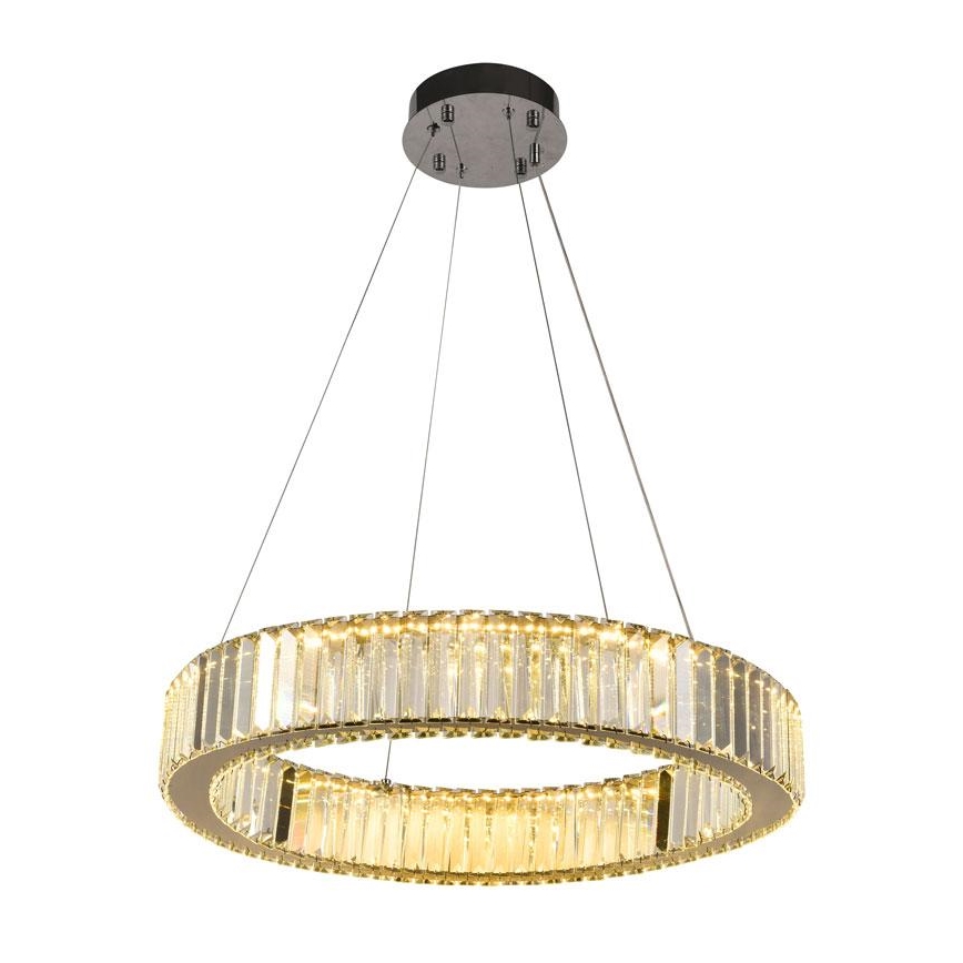 LED prigušiva kristalni luster na sajli LED/40W/230V 3000-6500K sjajni hrom + daljinski upravljač