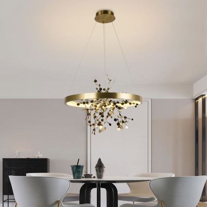 LED prigušiva luster na sajli LED/40W/230V 3000-6500K zlatna + daljinski upravljač