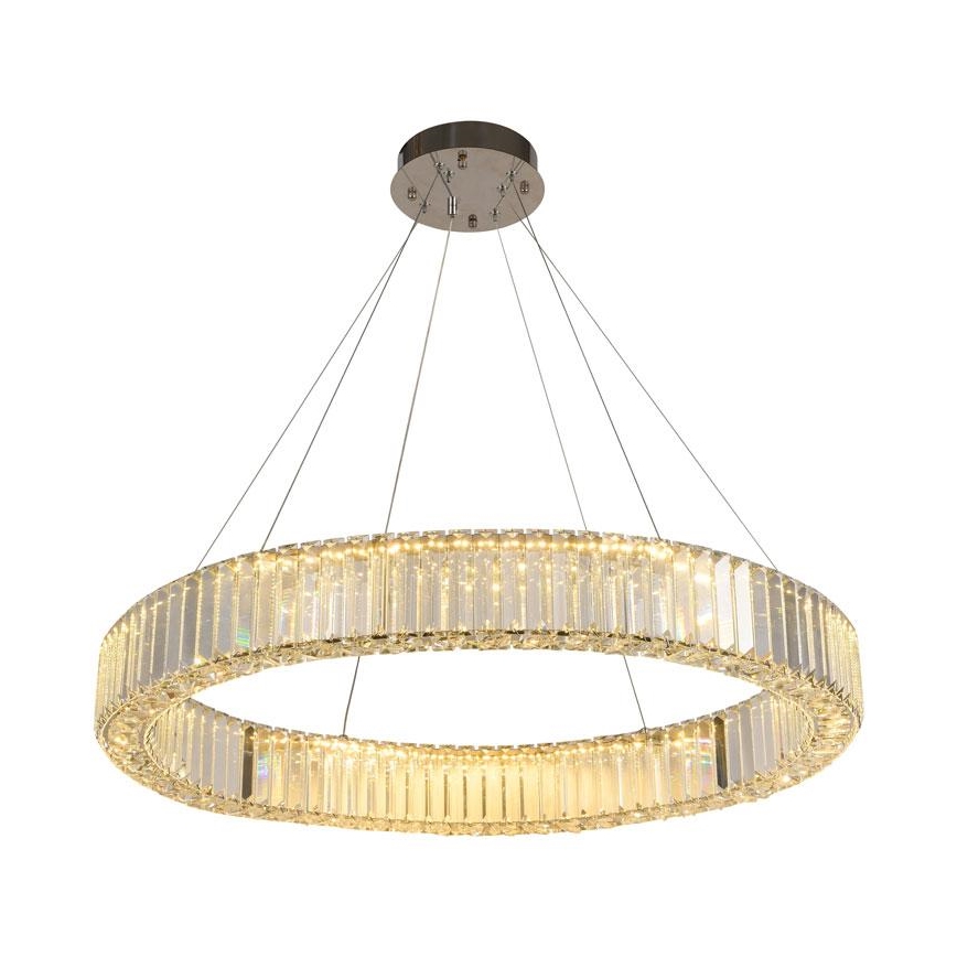 LED prigušiva kristalni luster na sajli LED/50W/230V 3000-6500K sjajni hrom + daljinski upravljač