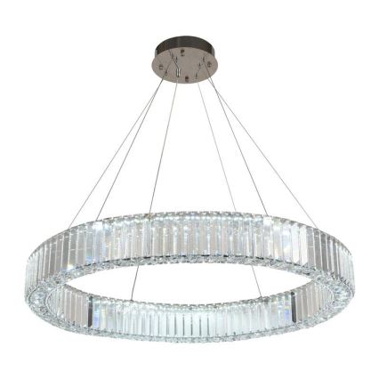 LED prigušiva kristalni luster na sajli LED/50W/230V 3000-6500K sjajni hrom + daljinski upravljač