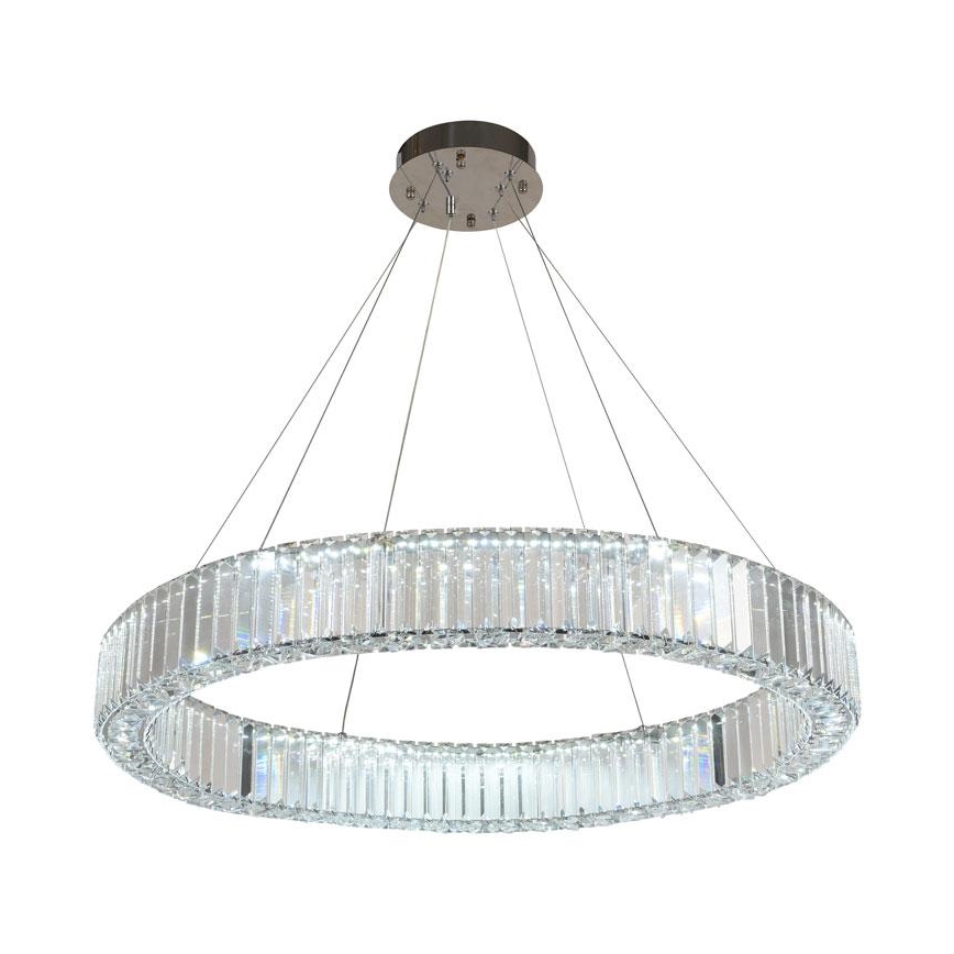 LED prigušiva kristalni luster na sajli LED/50W/230V 3000-6500K sjajni hrom + daljinski upravljač