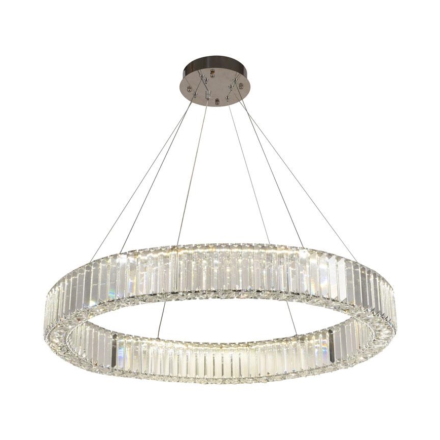 LED prigušiva kristalni luster na sajli LED/50W/230V 3000-6500K sjajni hrom + daljinski upravljač