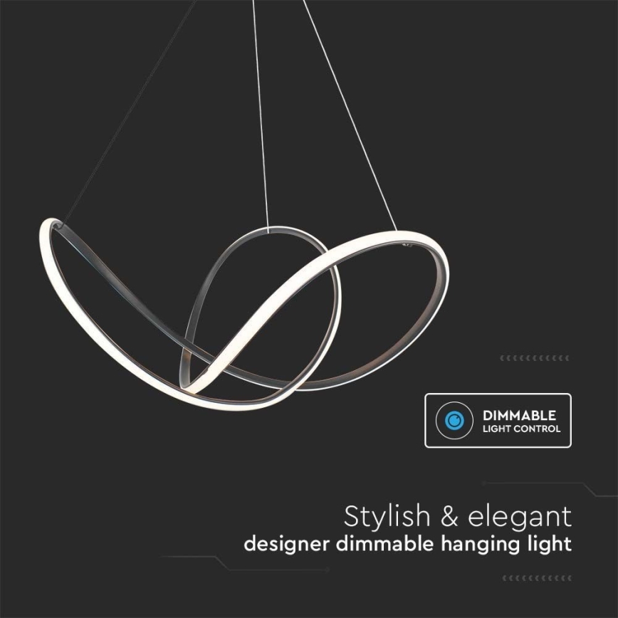 LED prigušiva luster na sajli LED/50W/230V 3000K crna