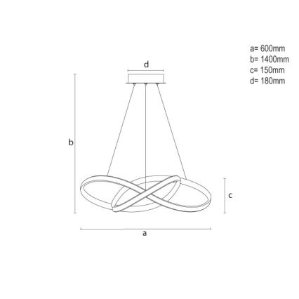 LED prigušiva luster na sajli LED/85W/230V 3000-6500K prečnik 60 cm + daljinski upravljač