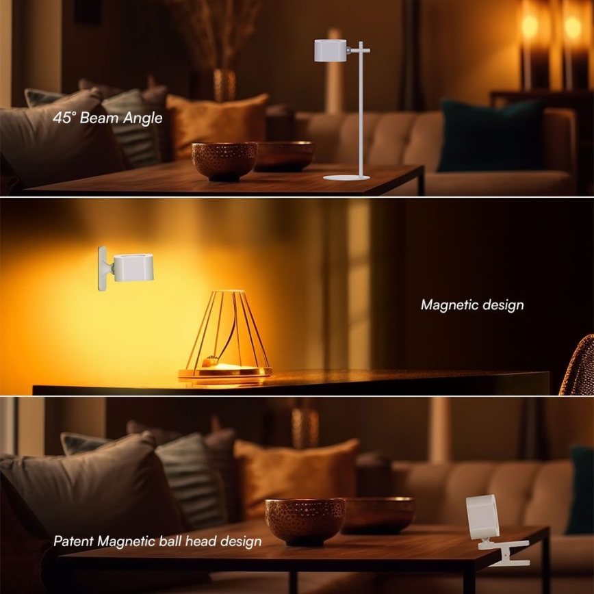 LED Prigušiva magnetna punjiva stona lampa 4u1 LED/3W/5V 3000-6000K 1800 mAh bela