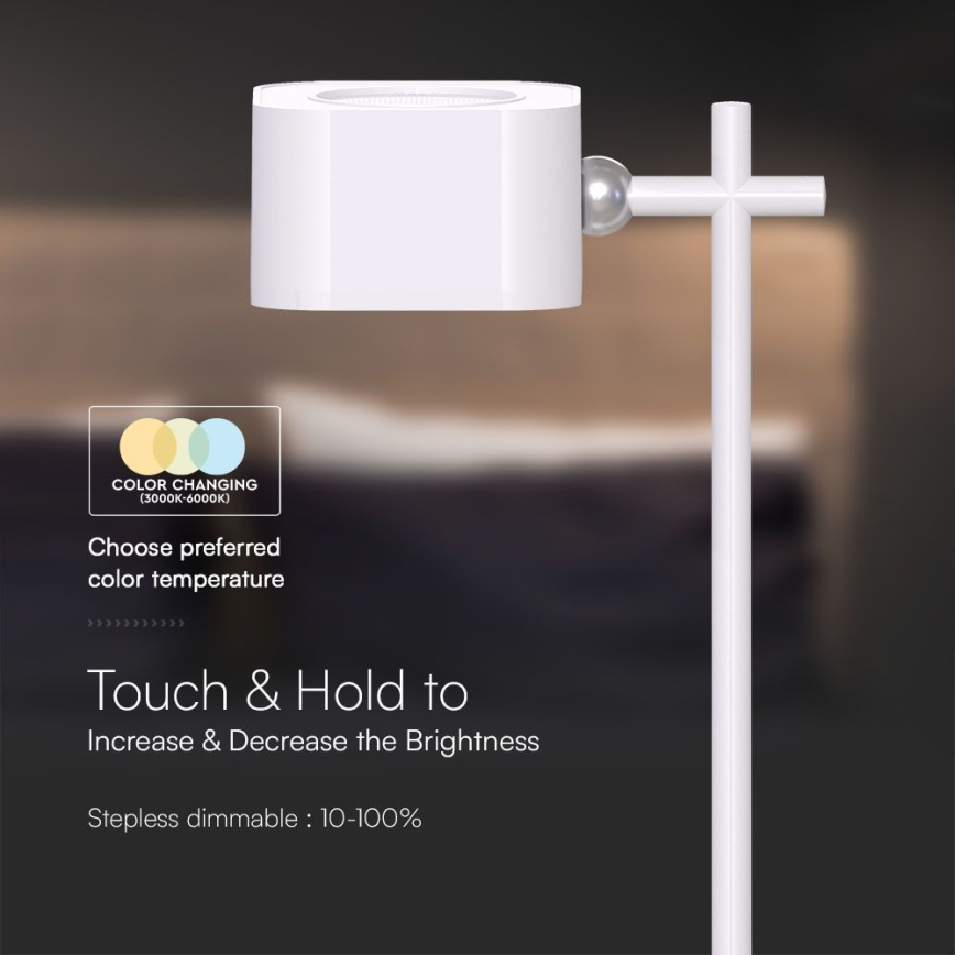 LED Prigušiva magnetna punjiva stona lampa 4u1 LED/3W/5V 3000-6000K 1800 mAh bela