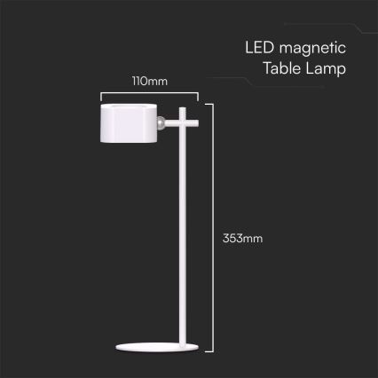 LED Prigušiva magnetna punjiva stona lampa 4u1 LED/3W/5V 3000-6000K 1800 mAh bela