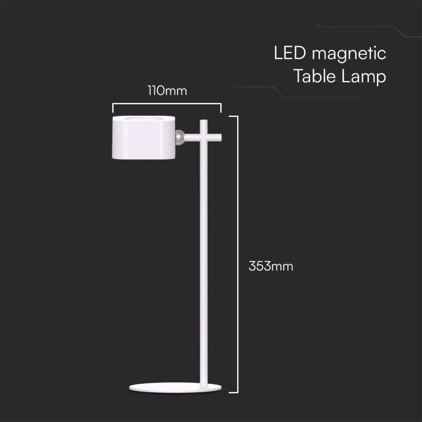 LED Prigušiva magnetna punjiva stona lampa 4u1 LED/3W/5V 3000-6000K 1800 mAh bela