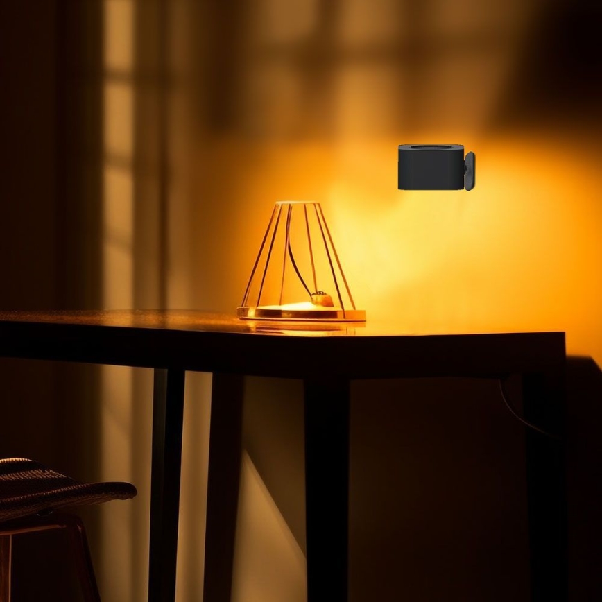 LED Prigušiva magnetna punjiva stona lampa 4u1 LED/3W/5V 3000-6000K 1800 mAh crno