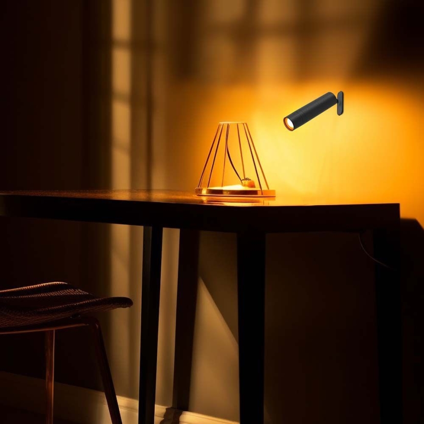 LED Prigušiva magnetna punjiva stona lampa 3u1 LED/3W/5V 4000K 1500 mAh crno