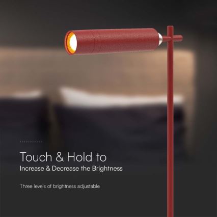 LED Prigušiva magnetna punjiva stona lampa 3u1 LED/3W/5V 4000K 1500 mAh crveno