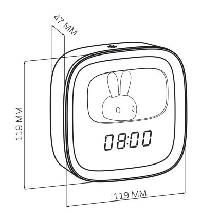 LED Prigušiva noćna lampica sa budilicom BUNNY LED/1,2W/5V 3000K