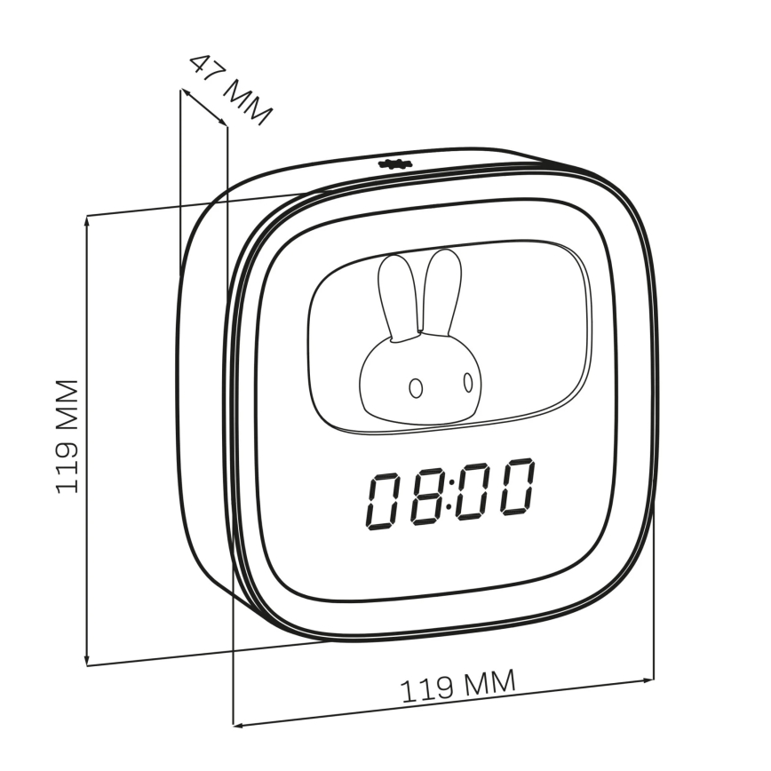 LED Prigušiva noćna lampica sa budilicom BUNNY LED/1,2W/5V 3000K