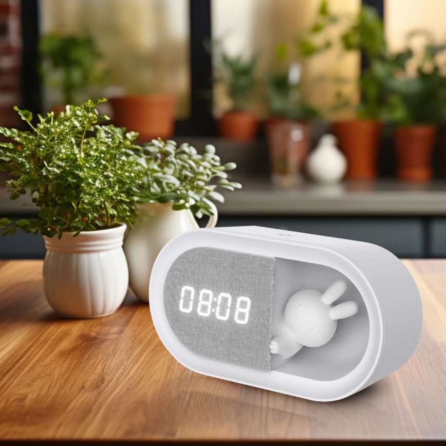 LED prigušiva noćna lampica sa budilnikom BUNNY LED/1,2W/5V 3000K