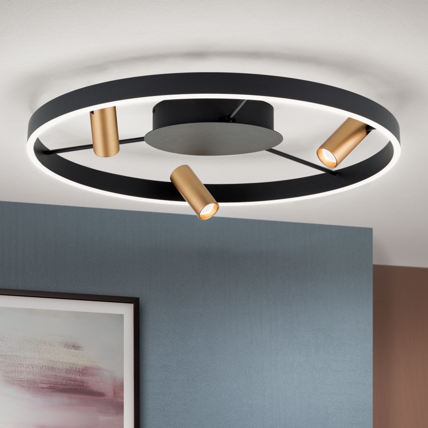 LED Prigušiva plafonjera BERLIN LED/50W/230V crno/zlatna