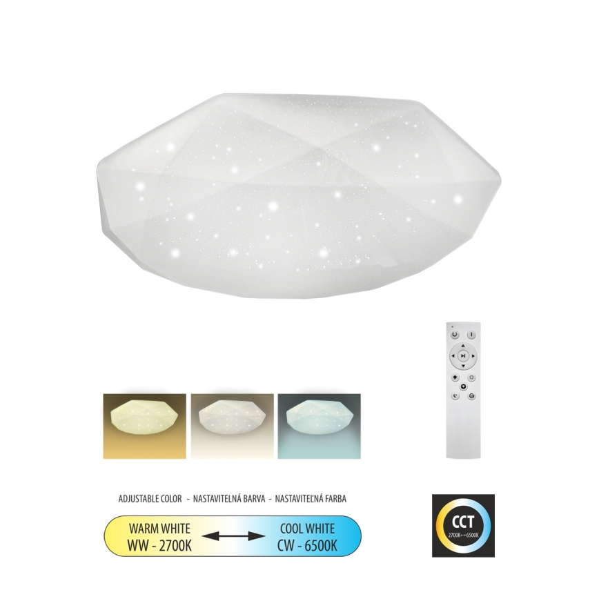 LED Prigušiva plafonjera INDUS LED/60W/230V 2700-6500K pr. 58 cm + Daljinski upravljač