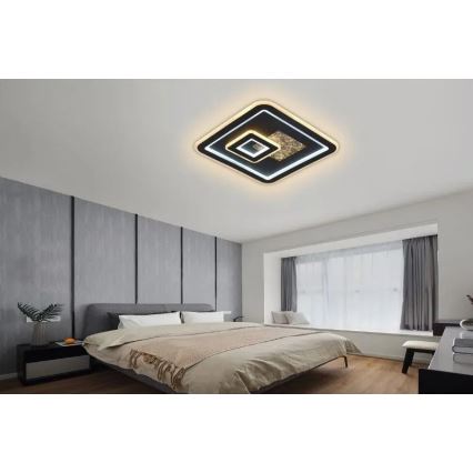 LED Prigušiva plafonjera LED/110W/230V 3000-6500K crno + Daljinski upravljač
