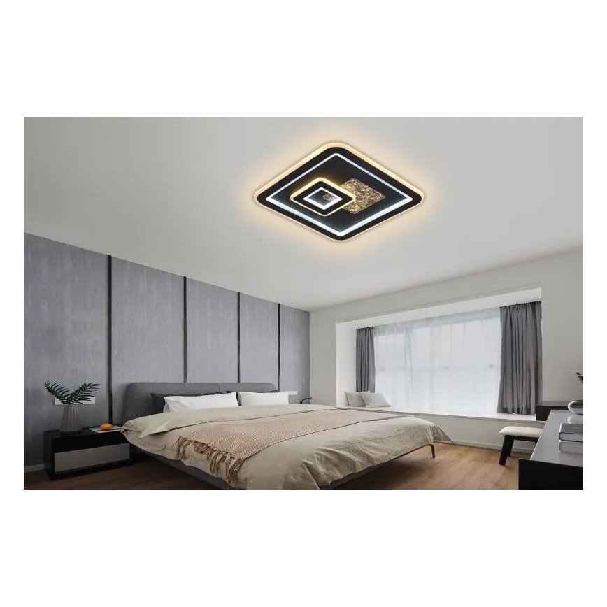 LED Prigušiva plafonjera LED/110W/230V 3000-6500K crno + Daljinski upravljač