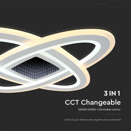 LED Prigušiva plafonjera LED/130W/230V 3000-6500K + Daljinski upravljač