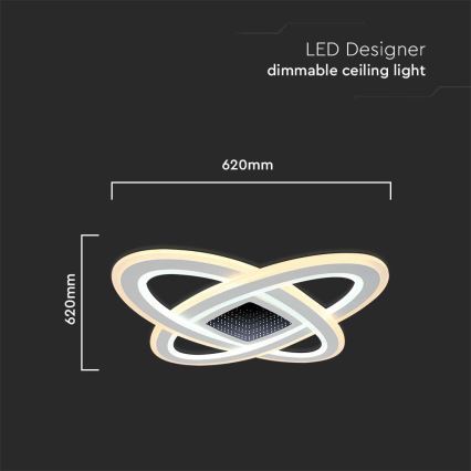 LED Prigušiva plafonjera LED/130W/230V 3000-6500K + Daljinski upravljač