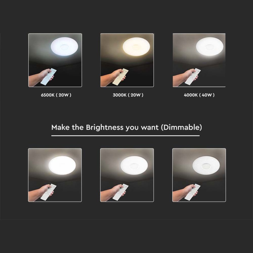 LED Prigušiva plafonjera LED/40W/230V 3000/4000/6500K + Daljinski upravljač