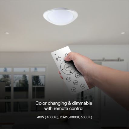 LED Prigušiva plafonjera LED/40W/230V 3000-6500K 45 cm bela + Daljinski upravljač