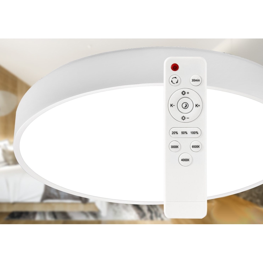 LED Prigušiva plafonjera LED/40W/230V 3000-6500K pr. 40 cm bela + Daljinski upravljač
