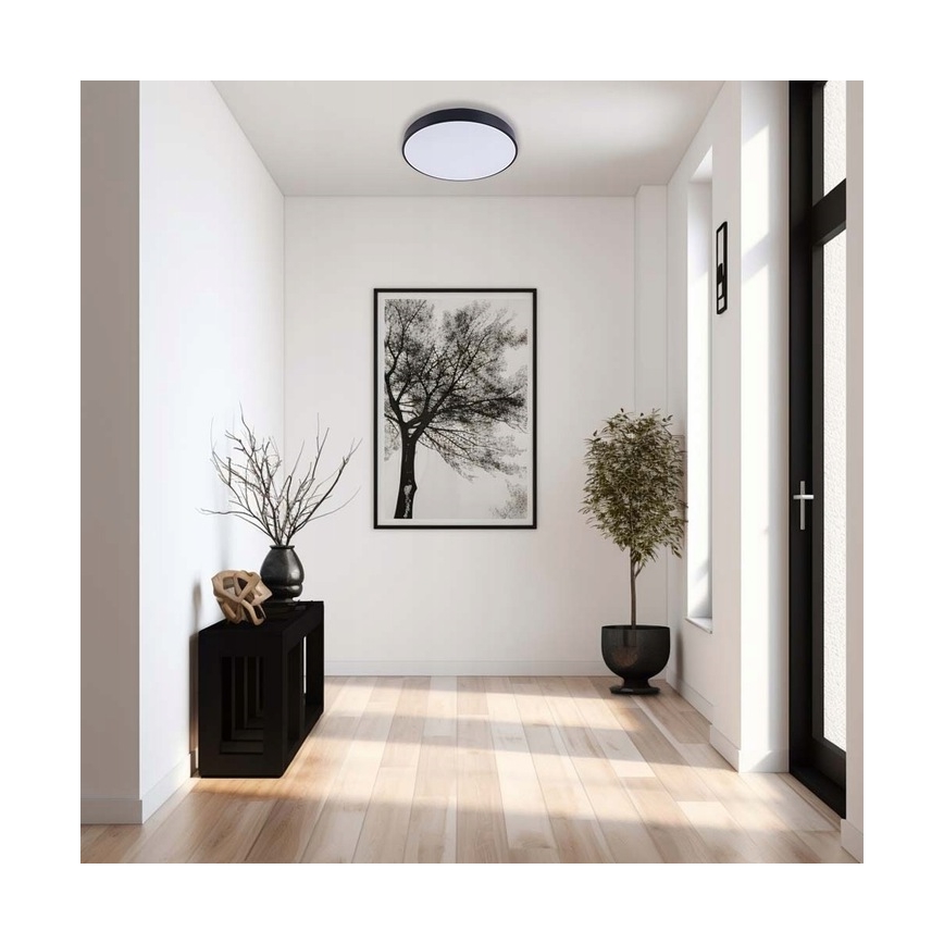 LED Prigušiva plafonjera LED/40W/230V 3000-6500K pr. 40 cm crno + Daljinski upravljač